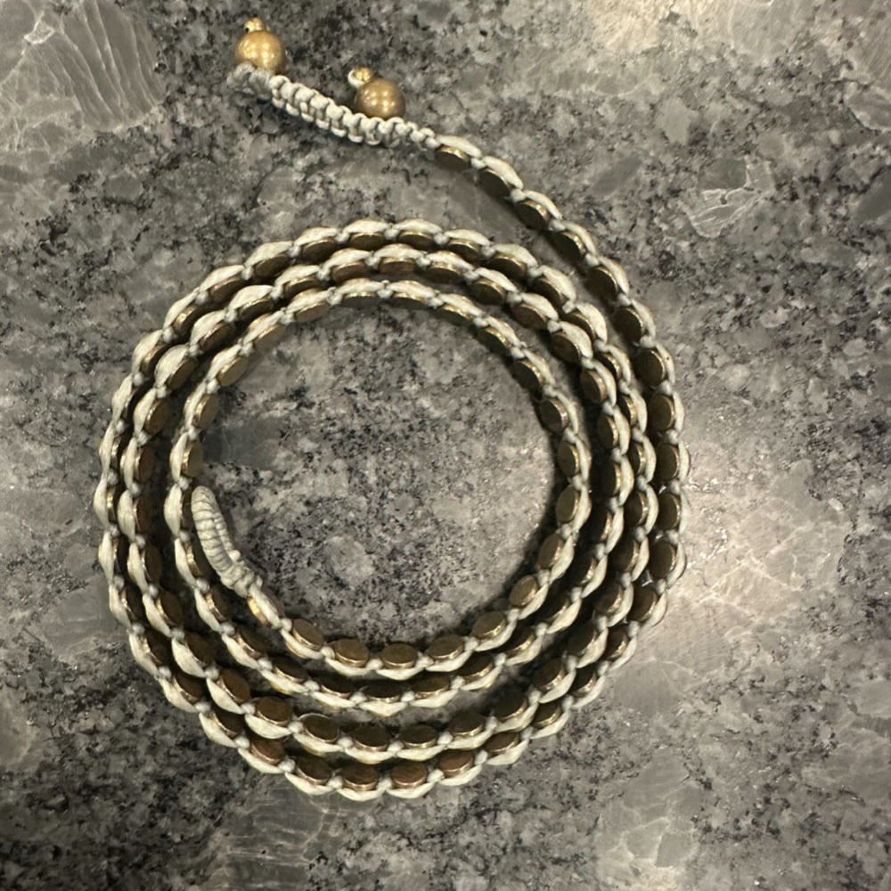 Leather Wrap Bracelet - Brass Dots and Connectors